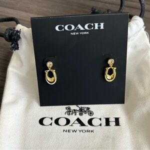 Coach Signature C Drop Earrings with Rhinestone NEW